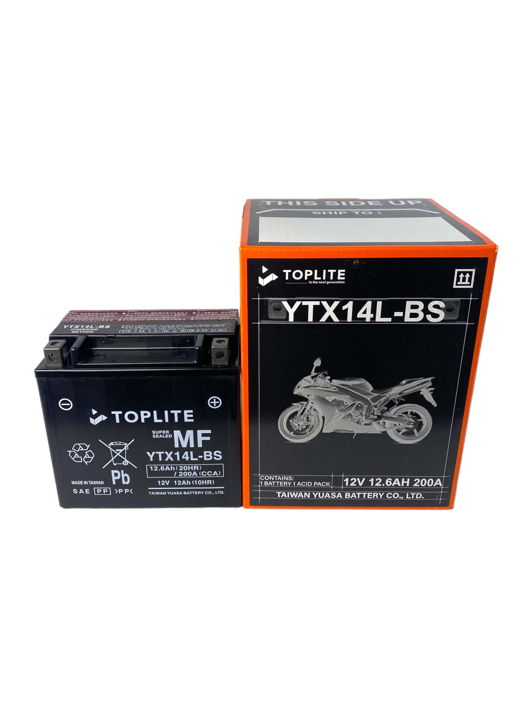 Ắc Quy Moto PKL Toplite YTX14L-BS 12V-12.6Ah (HÀNG NGOẠI NHẬP)